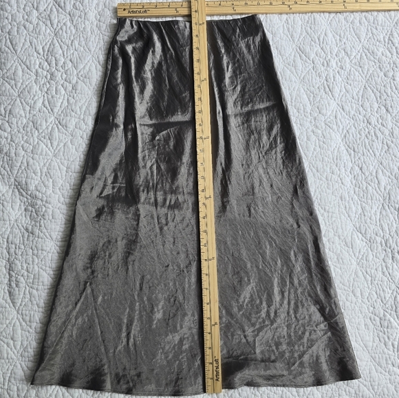 Aritzia Babaton Gunmetal Grey Midi Satin Slip Skirt - Picture 9 of 9